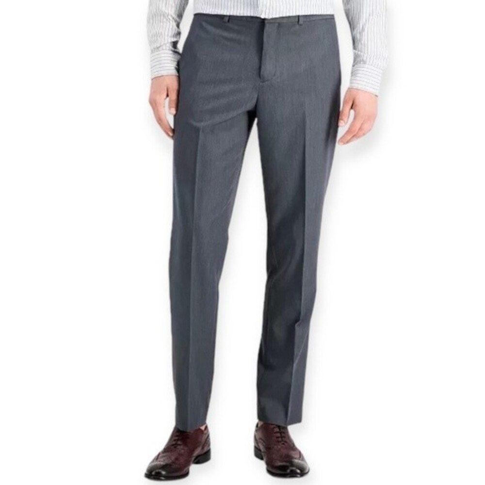 Perry Ellis Portfolio Men’s Modern Fit Stretch Grey Dress Pants